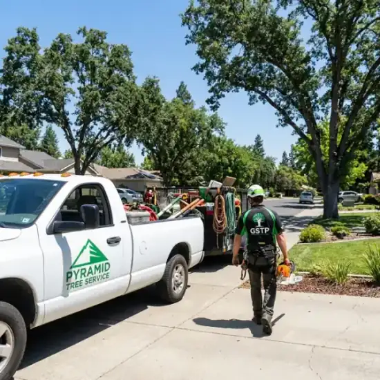 Baywood Services truck arriving at a Green Bay residential job