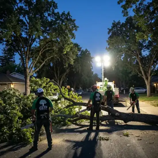 Emergency night tree removal in Green Bay after a storm